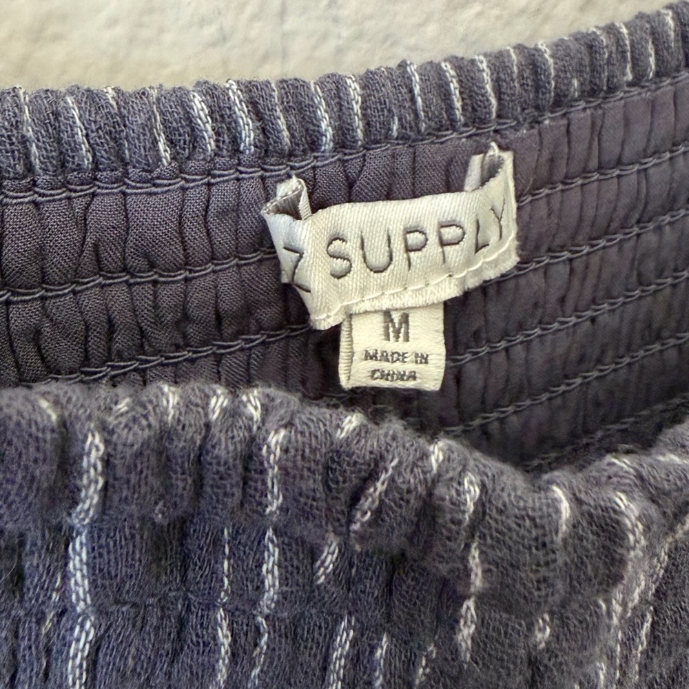 Z Supply Balos Striped Maxi Dress Supernova Gauzy Charcoal White Women’s Medium - Picture 7 of 13